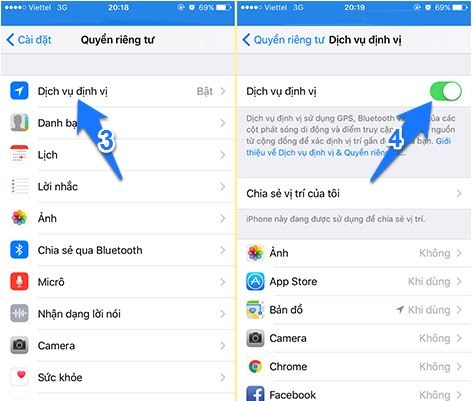 Sử dụng chức năng định vị vị trí thiết lập sẵn trên iPhone.