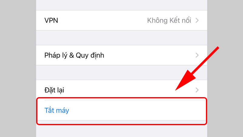 Tắt nguồn iphone X trong phần cài đặt