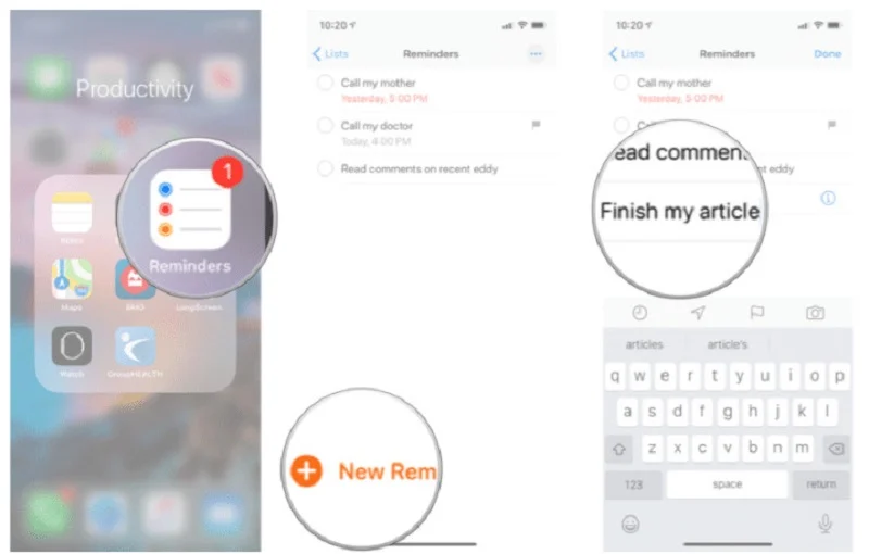 Thêm lời nhắc trên iphone bằng cách sử dụng Reminders