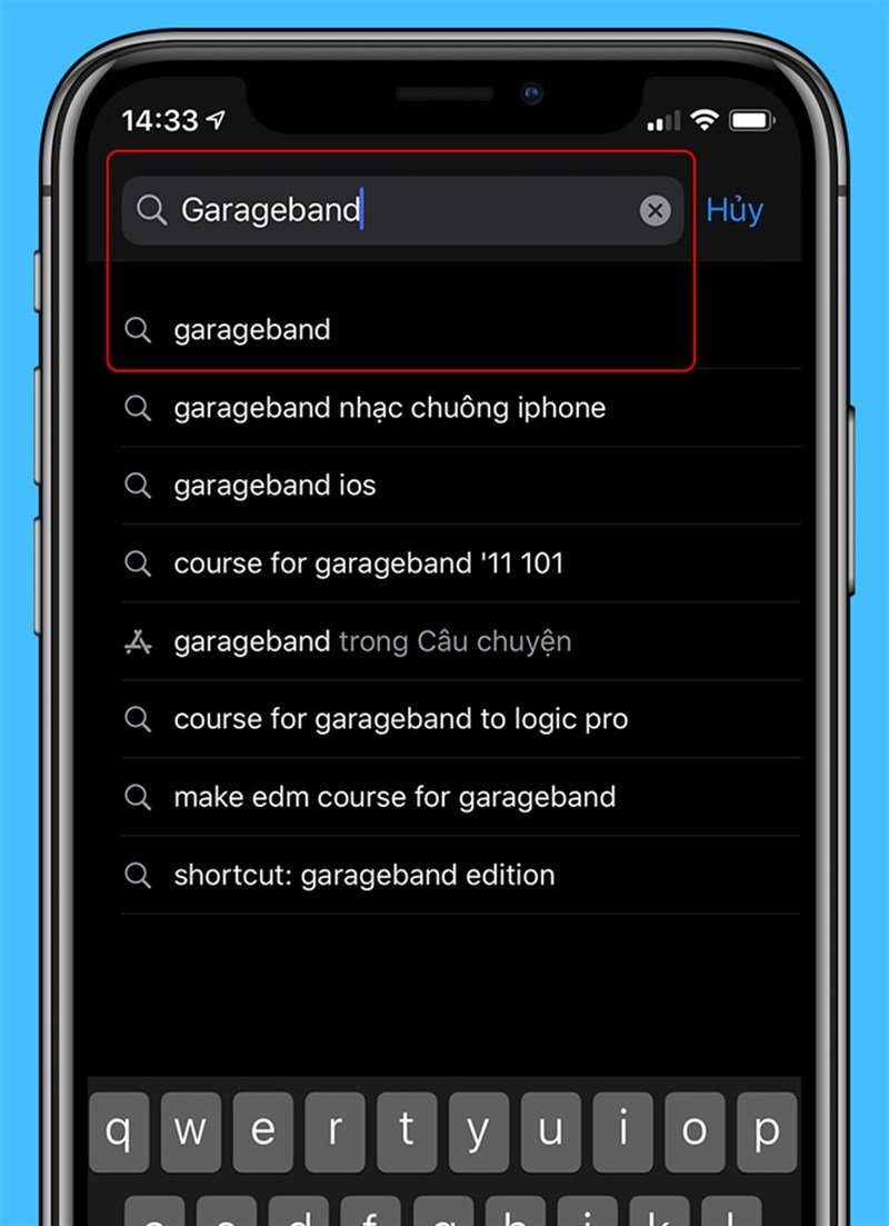 tìm và download ứng dụng GarageBand