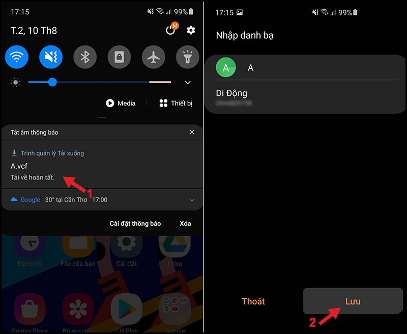 Tải những số điện thoại cần sao chép về điện thoại Android