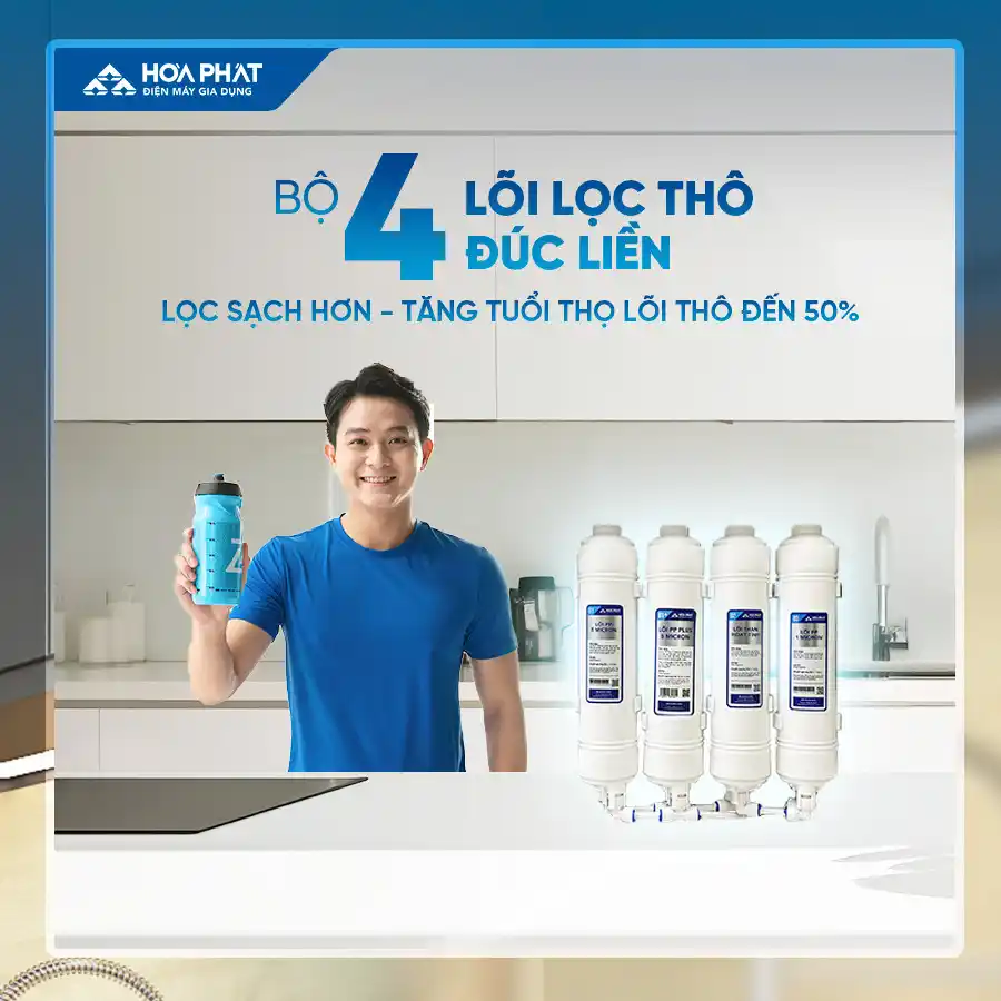 Bộ 4 lõi lọc thô đúc nối nhanh hiệu suất cao