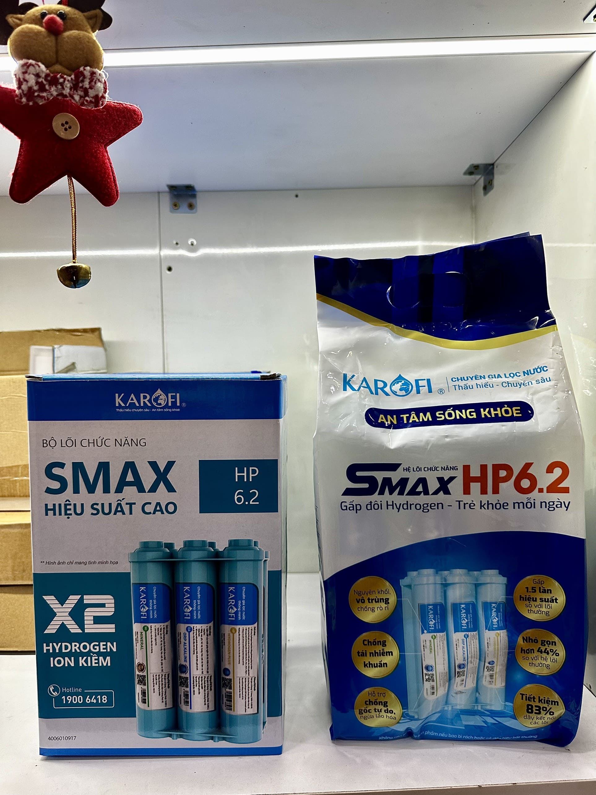 Hình thực tế bộ lõi chức năng Karofi HP 6.2 trước và sau khi thay đổi bao bì