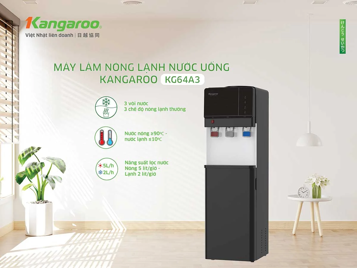 Giới thiệu cây nước nóng lạnh hút bình Kangaroo KG64A3