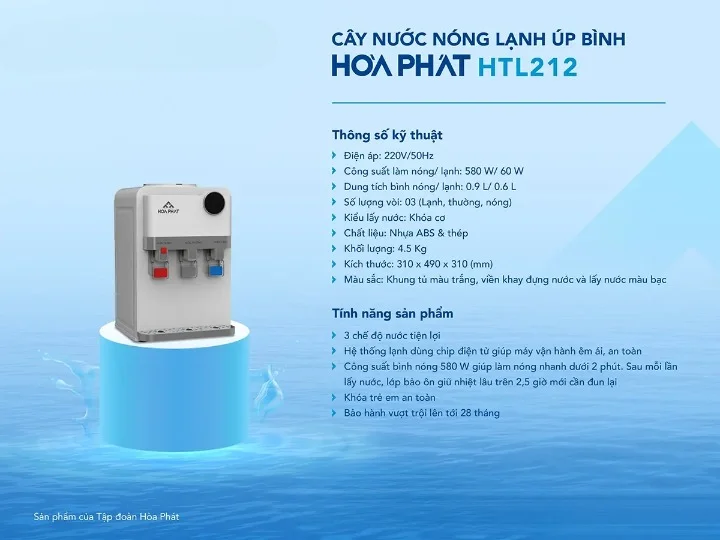 Tính năng nổi bật của cây nước nóng lạnh úp bình Hòa Phát HTL212