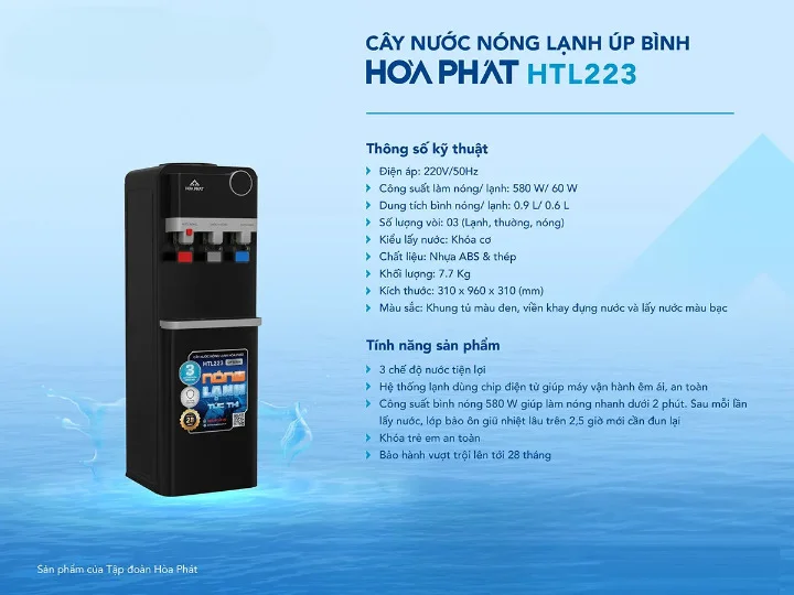 Tính năng nổi bật của cây nước nóng lạnh úp bình Hòa Phát HTL223