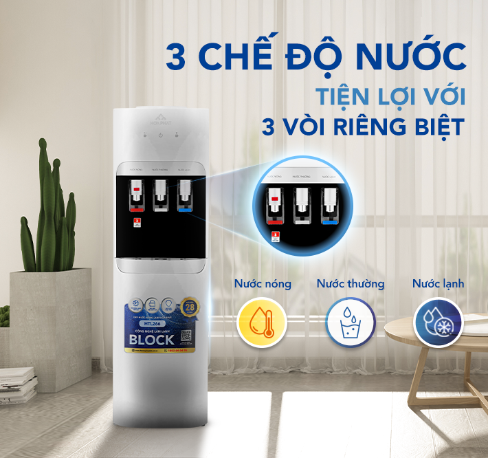3 chế độ nước Nóng - Lạnh - Nguội