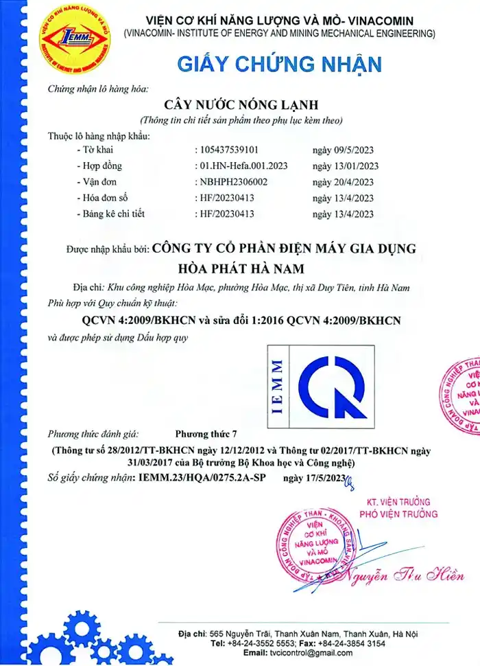 Đạt tiêu chuẩn quốc gia về chất lượng sản phẩm