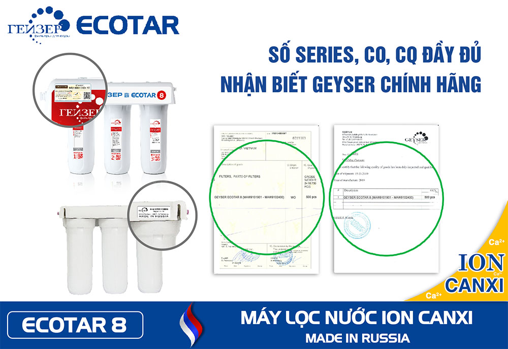 Cách nhận biết Geyser Ecotar 8 chính hãng