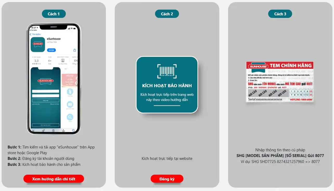 Bảo hành điện tử 24 tháng