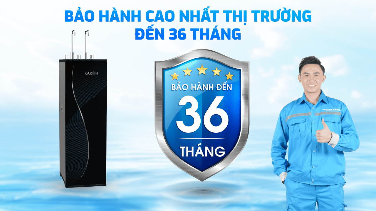 Máy lọc nước nóng lạnh Karofi KAD-D69 có chế độ bảo hành lên đến 36 tháng