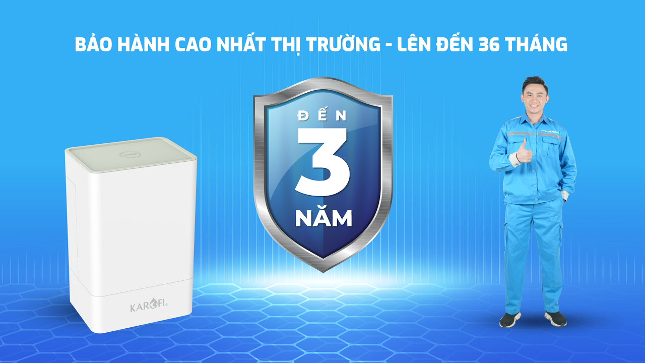 Máy lọc nước RO Karofi U98 có chế độ bảo hành lên đến 36 tháng, cao nhất trên thị trường