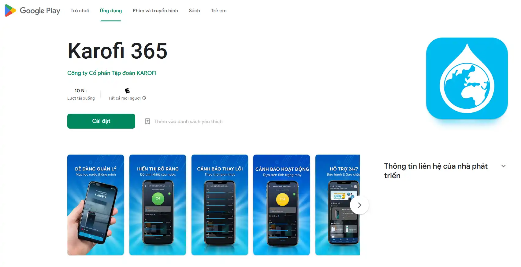 Cài đặt ứng dụng Karofi 365 từ CH Play