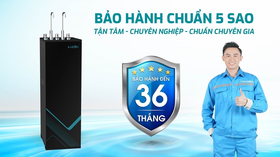 Máy lọc nước nóng lạnh Karofi KAD-M68 có chế độ bảo hành lên đến 36 tháng