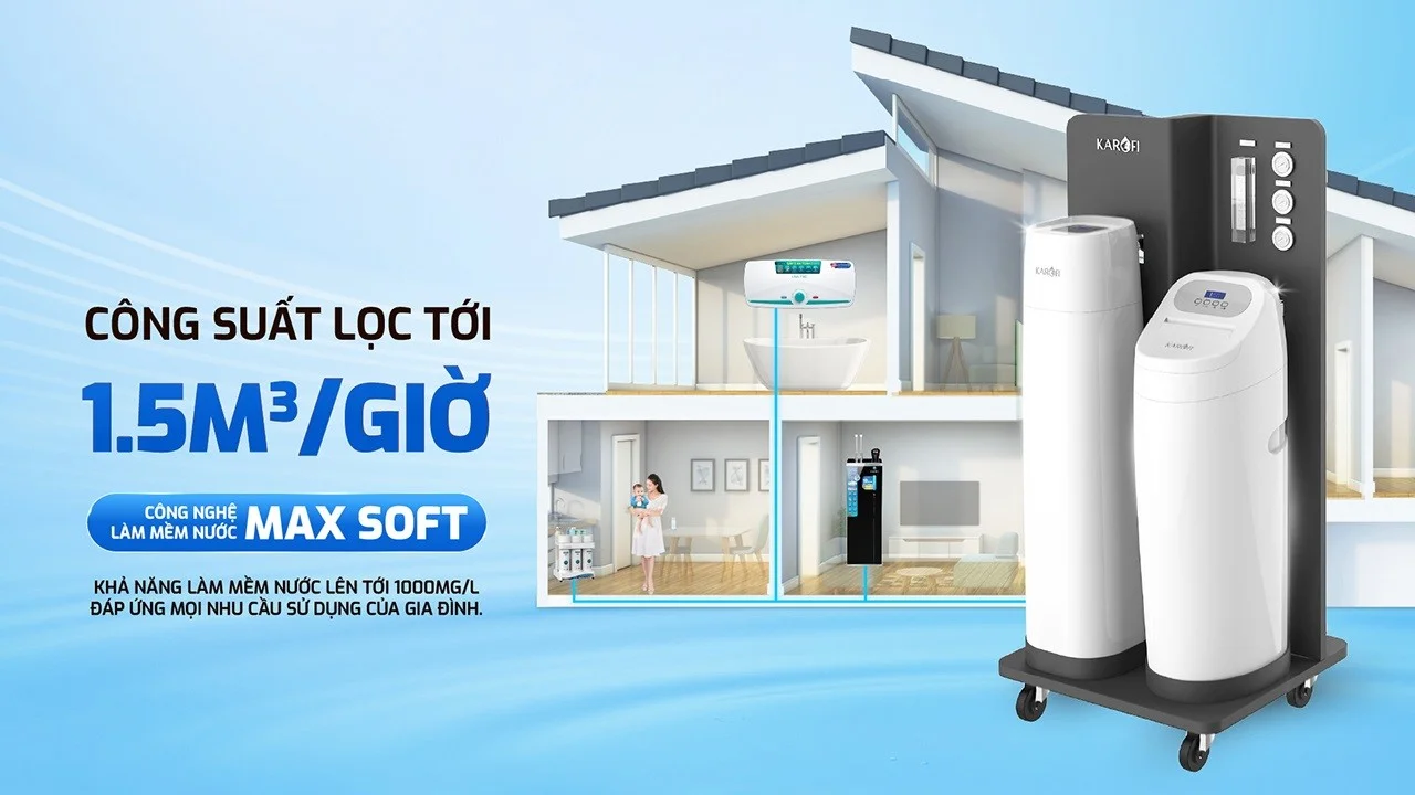 Công suất lọc và làm mềm nước triệt để giúp bảo vệ sức khỏe cũng như thiết bị đồ dùng trong gia đình