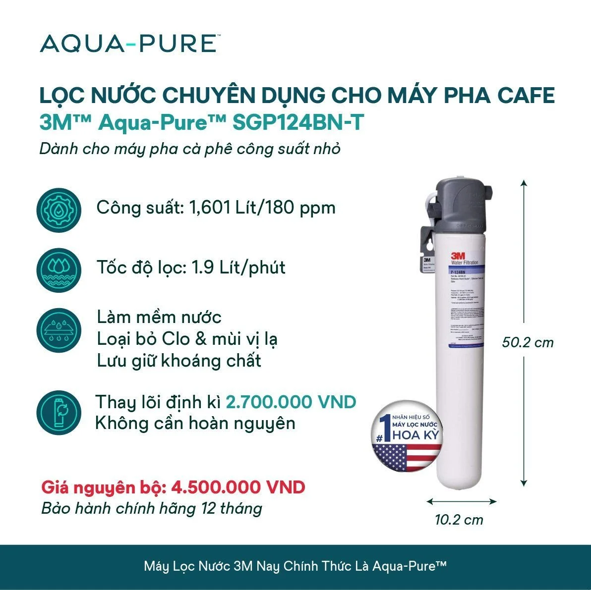 Tính năng nổi bật của máy lọc nước và làm mềm nước Aqua-Pure™ SGP124BN-T