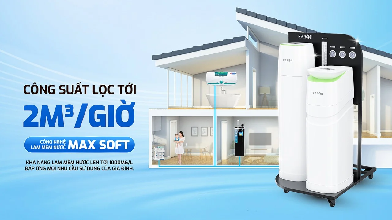 Công suất lọc và làm mềm nước triệt để giúp bảo vệ sức khỏe cũng như thiết bị đồ dùng trong gia đình