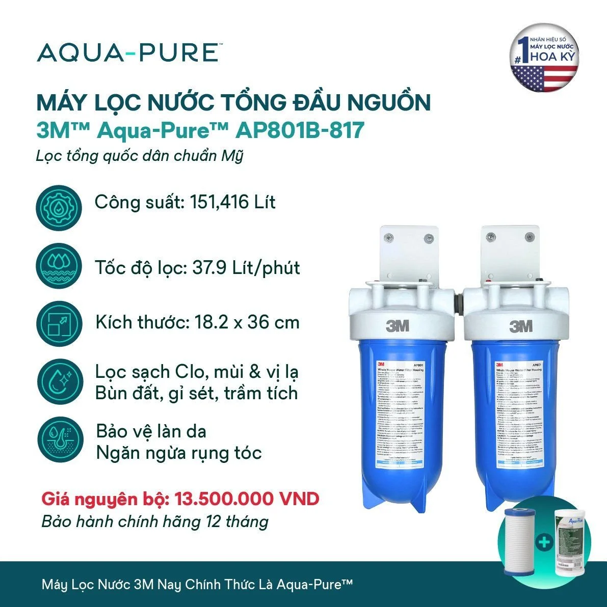 Lọc tổng đầu nguồn cao cấp Aqua-Pure™ AP801B-817