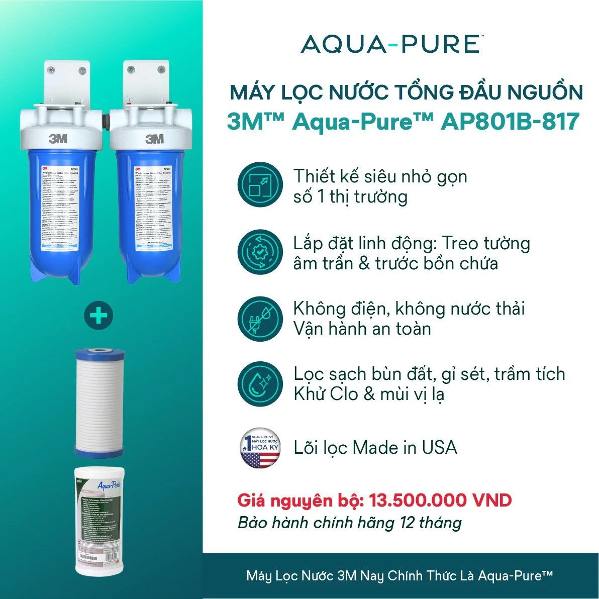 Tính năng nổi bật của hệ thống lọc tổng đầu nguồn Aqua-Pure™ AP801B-817
