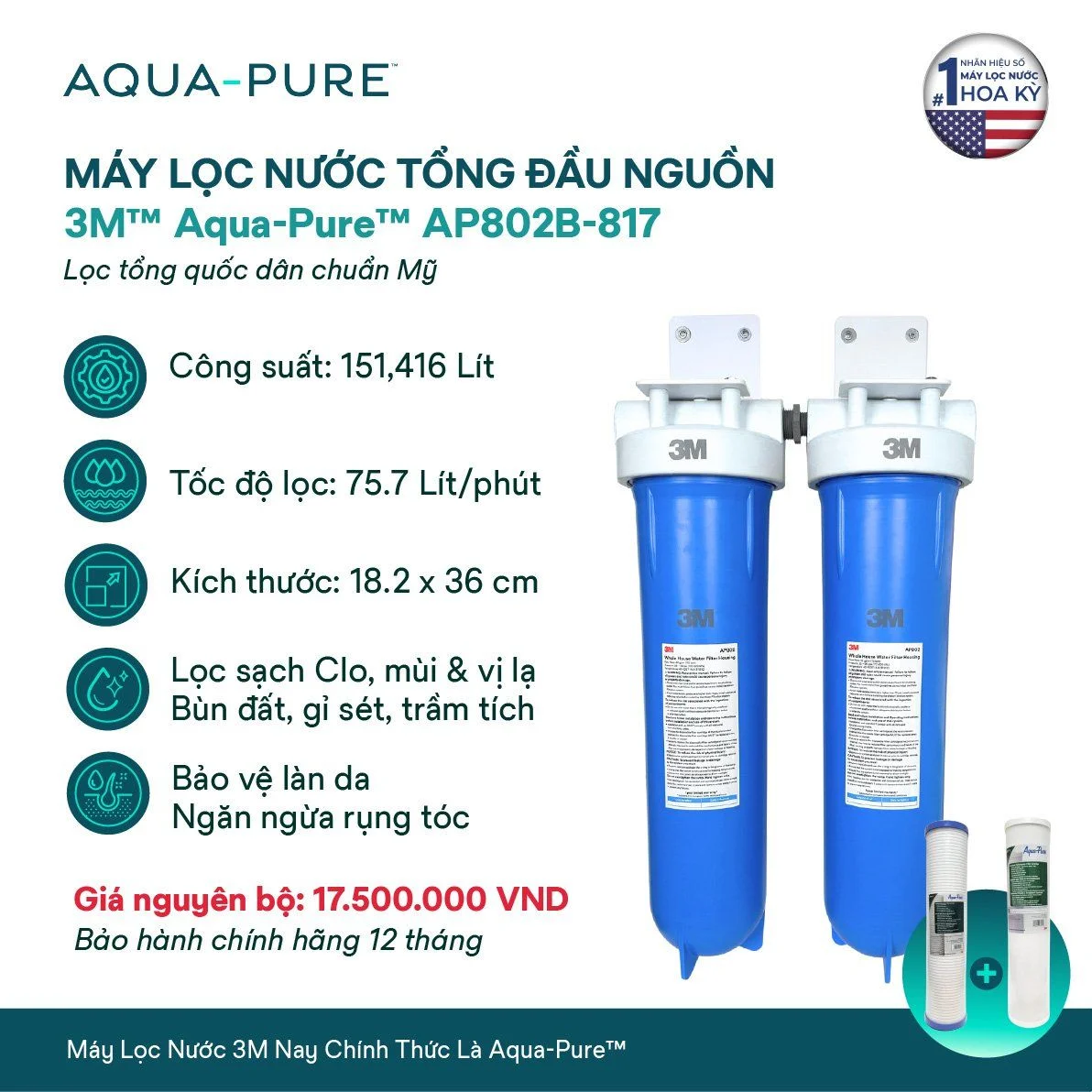 Tính năng nổi bật của hệ thống lọc tổng đầu nguồn Aqua-Pure™ AP802B-817
