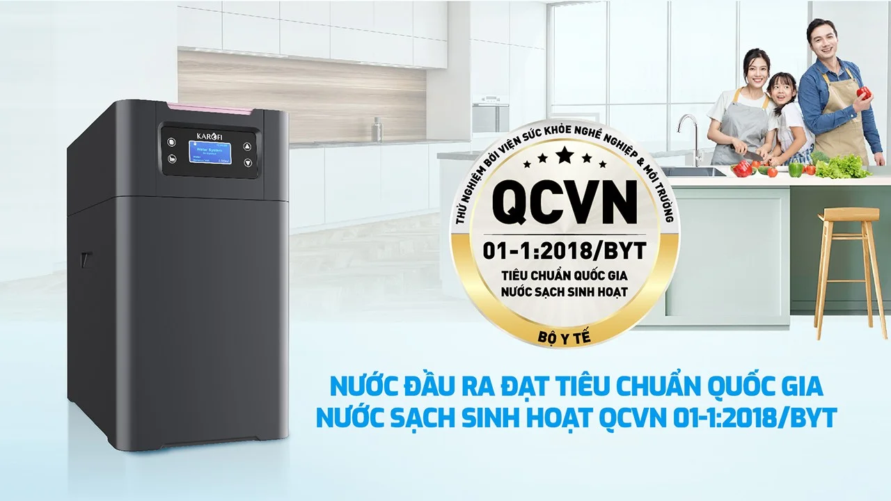 Nước sau lọc của KTF-P01 đạt tiêu chuẩn quốc gia về nước sạch sinh hoạt QCVN 01-1:2018/BYT
