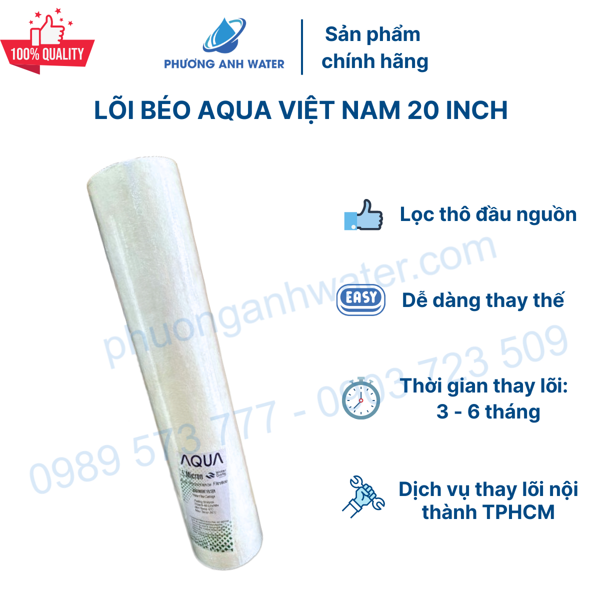 Lõi béo Aqua Việt Nam 20 inch dành cho cột Bigblue