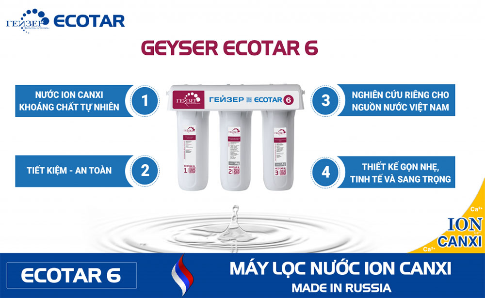 Giới thiệu về máy lọc nước Ion canxi Geyser Ecotar 6