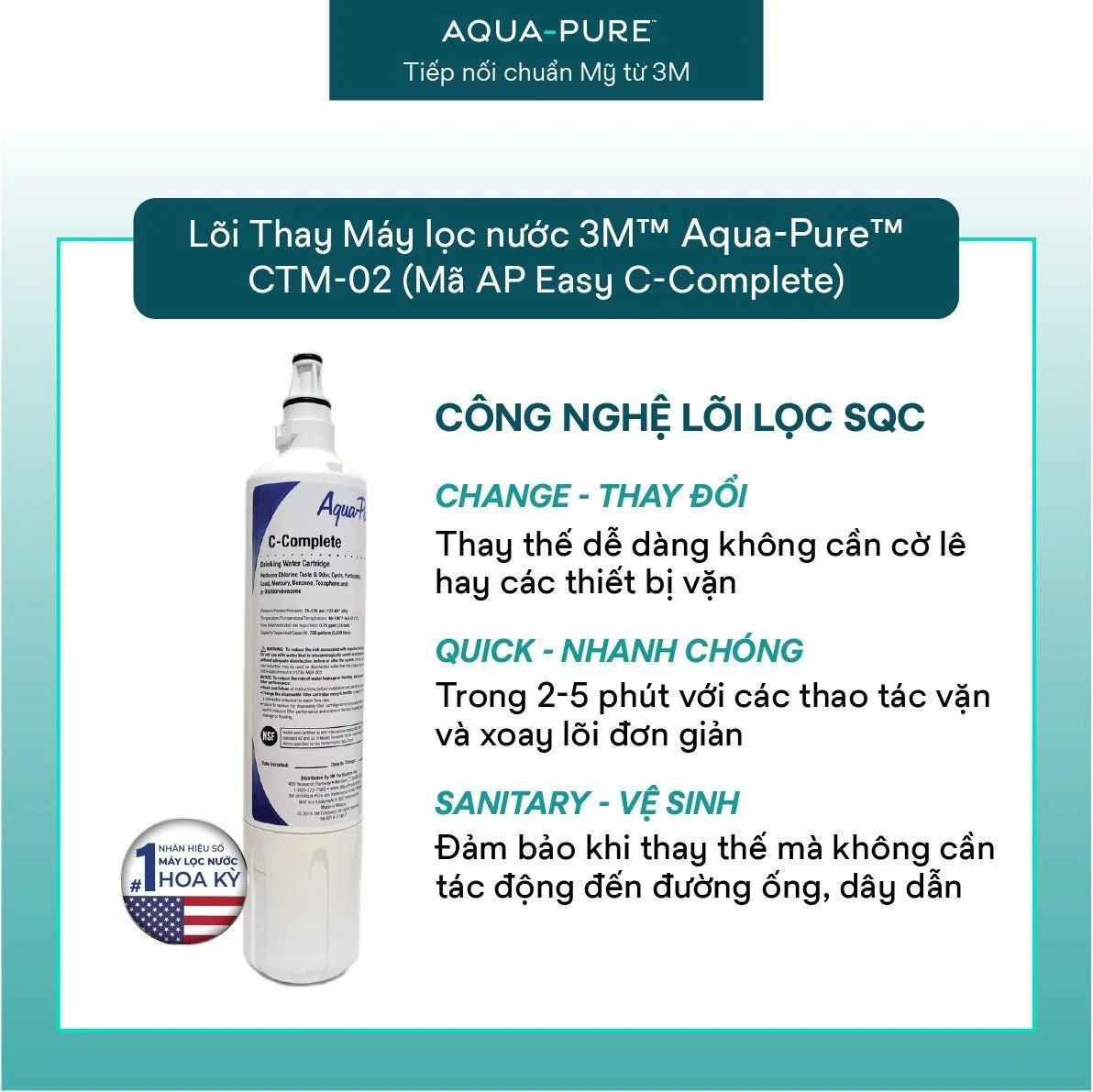 Dễ dàng thay lõi với công nghệ SQC