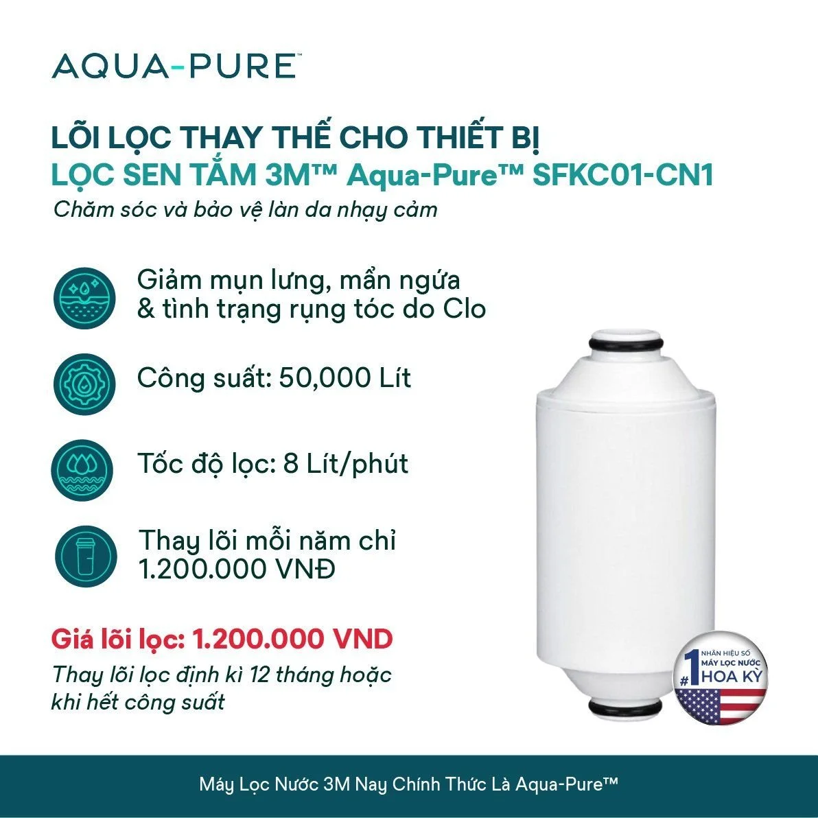 Lõi thay thế cho sen tắm Aqua-Pure™ SFKC01-CN1