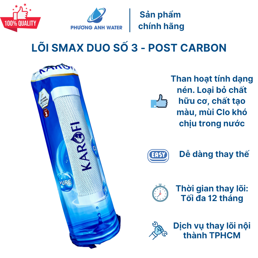 Lõi CTO - Post Carbon: Than hoạt tính dạng nén chính hãng Karofi