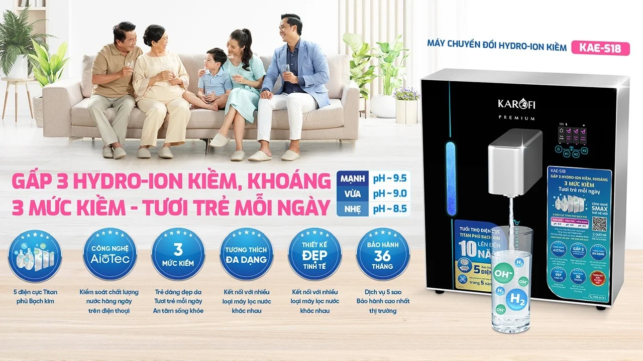 Giới thiệu về máy chuyển đổi Hydro-ION Kiềm Karofi KAE-S18