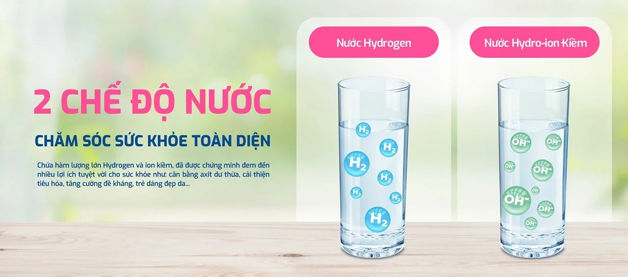 Hai chế độ nước Hydrogen - Hydro ION Kiềm tiện lợi
