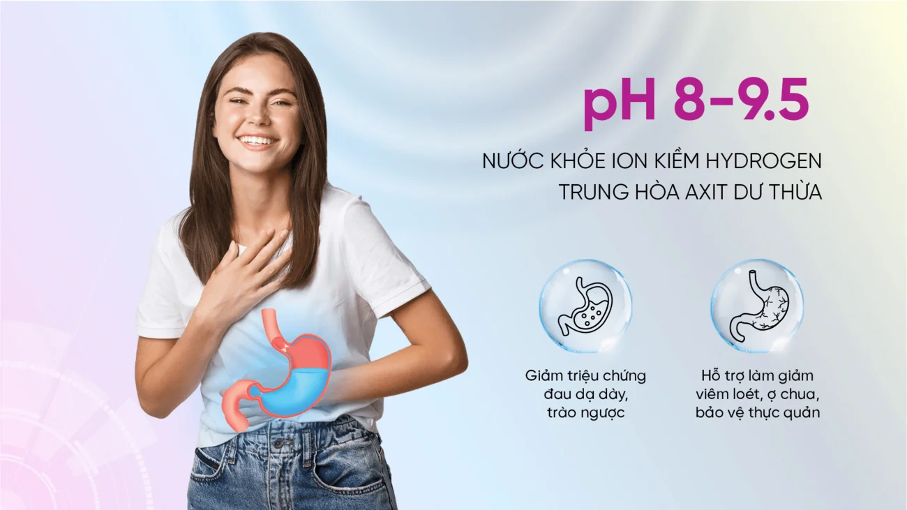 Tạo nước ION Kiềm Hydrogen pH 9.5