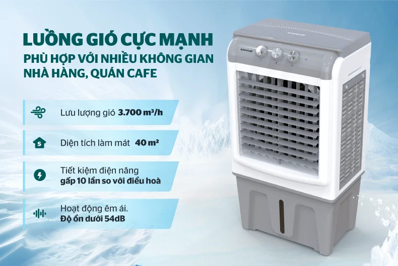 Tốc độ gió lớn đảm bảo làm mát cả không gian