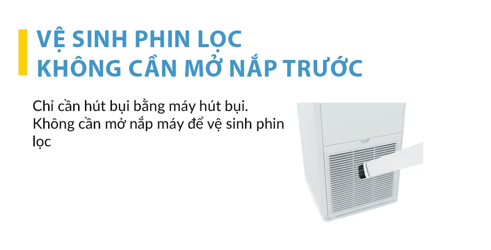 Dễ dàng vệ sinh phin lọc mà không cần mở nắp máy