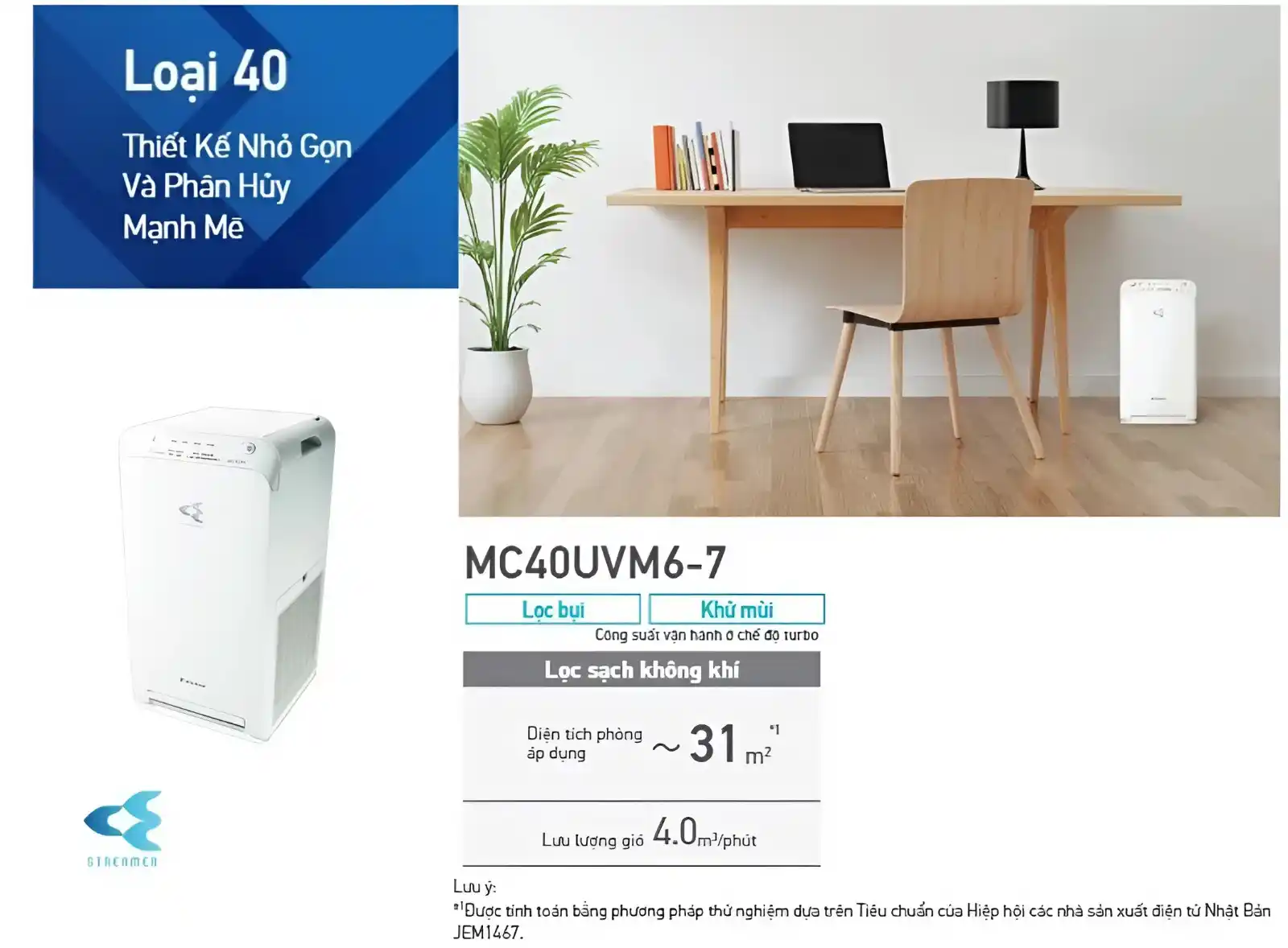Tính năng nổi bật của máy lọc không khí Daikin MC40UVM6-7