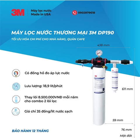 Máy lọc nước Nano công suất lớn 3M DP190