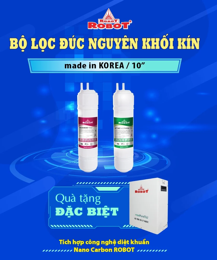 Hệ thống 6 lõi lọc sử dụng công nghệ lọc UF tiên tiến Hàn Quốc