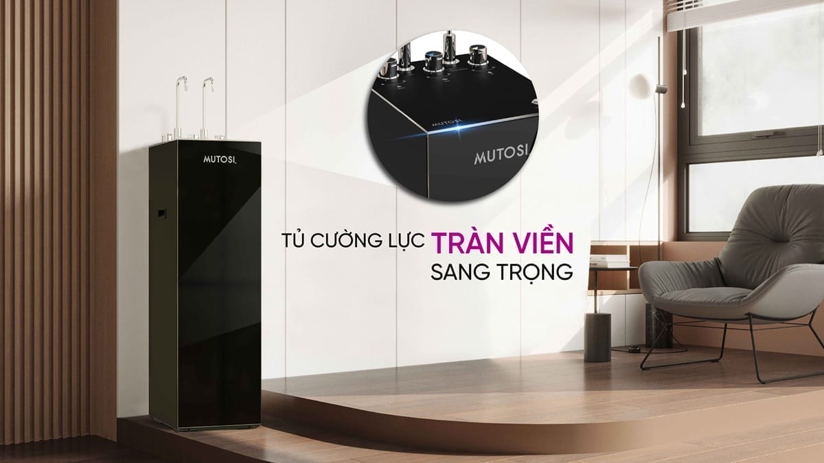 Thiết kế tủ đứng với kính cường lưc tràn viền