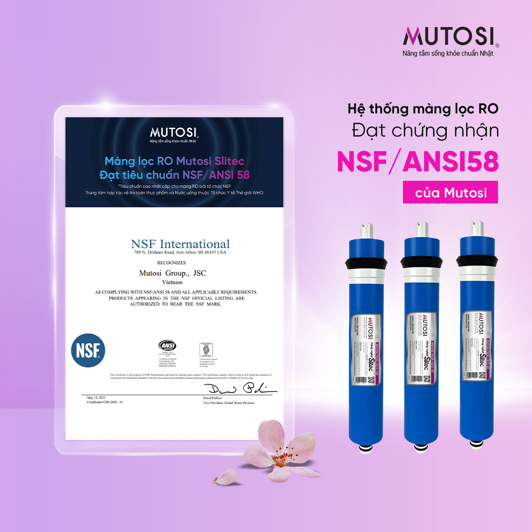 Hệ thống màng lọc RO đạt chứng nhận NSF/ANSI 58