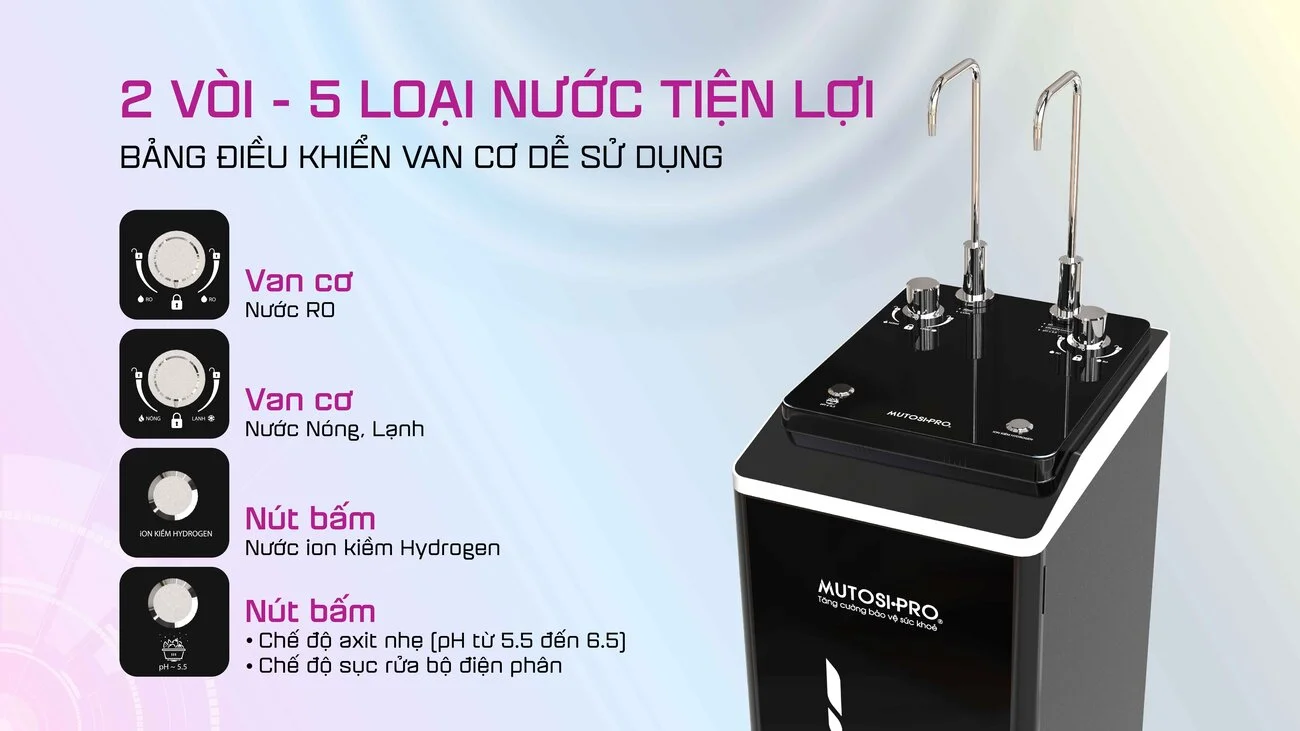 Hai vòi với 5 chế độ nước riêng biệt