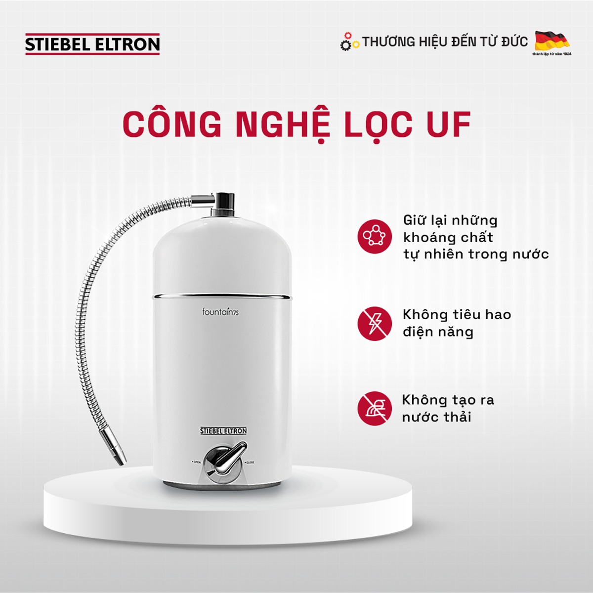 Fountain 7S với công nghệ lọc UF không dùng điện