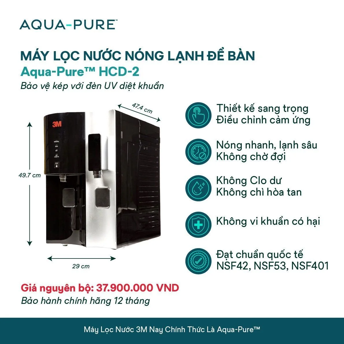 Tính năng nổi bật của máy lọc nước nóng lạnh để bàn Aqua-Pure™ HCD-2