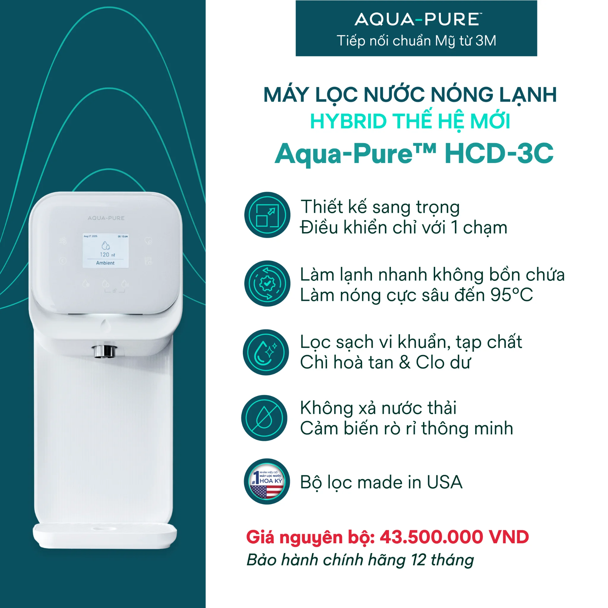 Tính năng nổi bật của máy lọc nước nóng lạnh để bàn Aqua-Pure™ HCD-3C