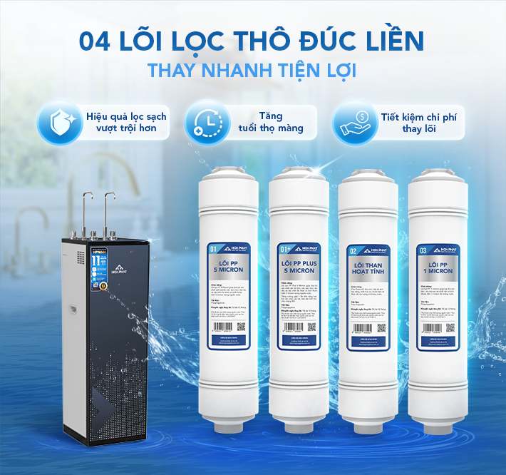 4 lõi lọc thô đúc nối nhanh dễ thay thế