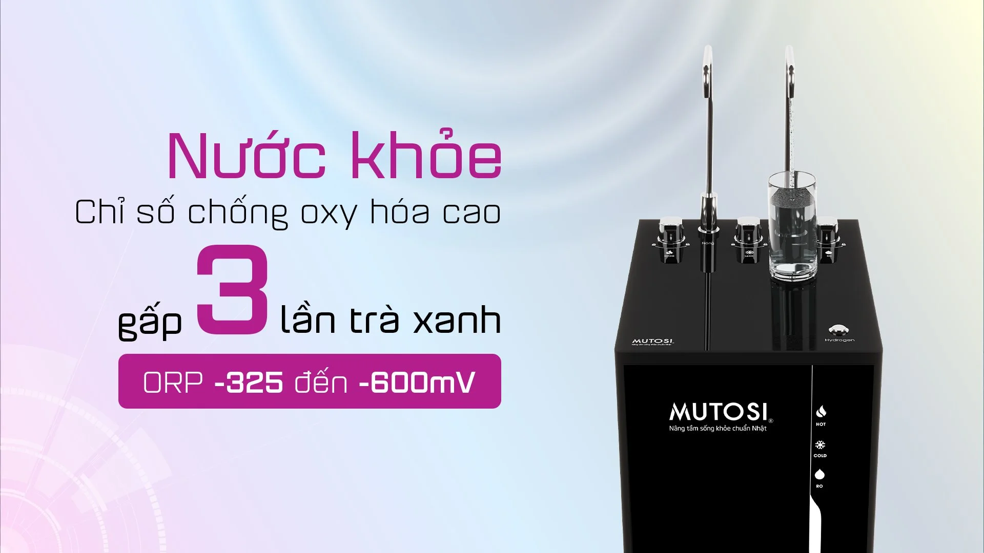 MP-S119HCK có ưu thế khi giữ được sự ổn định trong các chỉ số Hydrogen, pH và ORP khi lấy nước liên tục