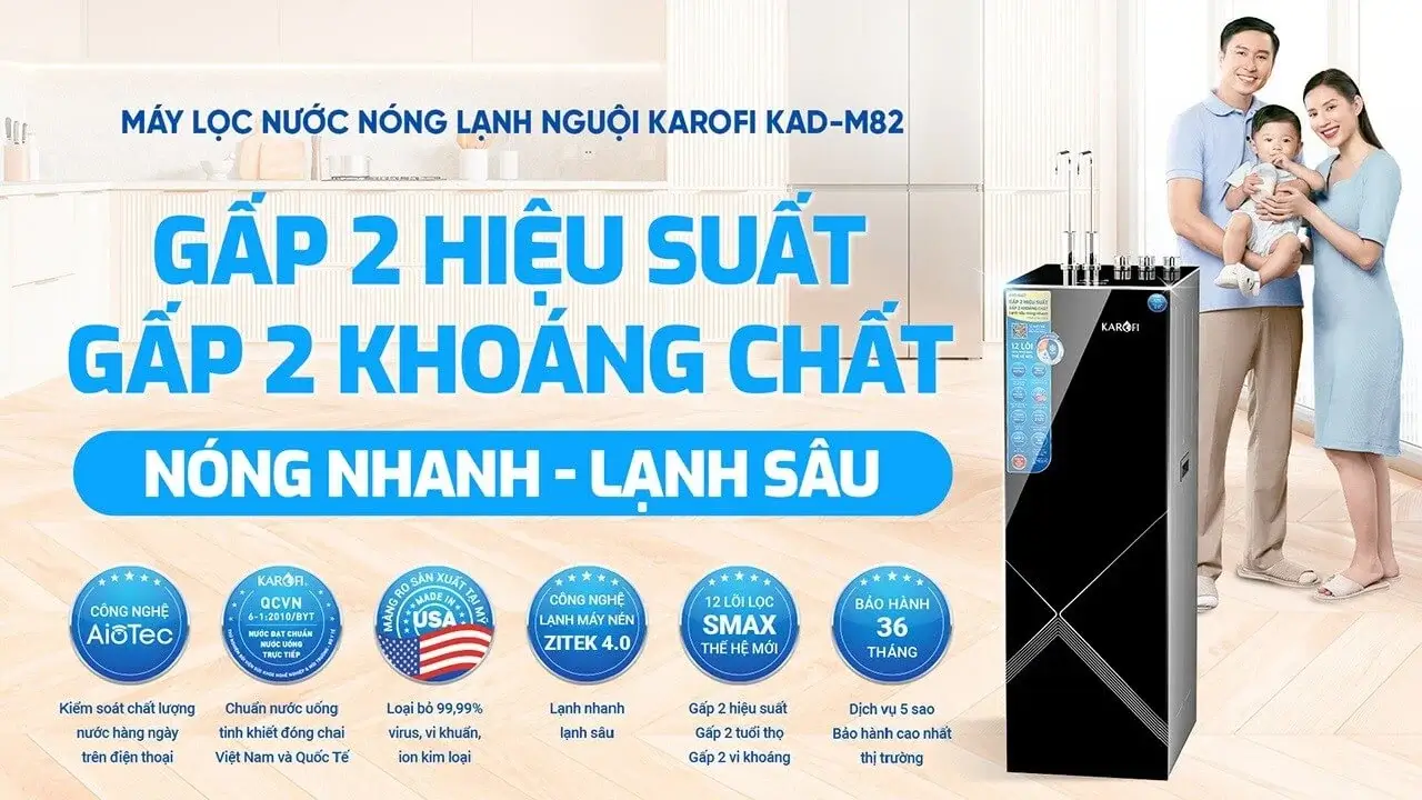 Giới thiệu về máy lọc nước nóng lạnh Karofi KAD-M82 12 lõi