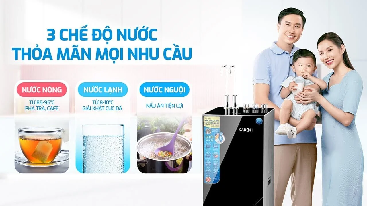 Ba chế độ nước Nóng - Lạnh - Tinh khiết tiện lợi