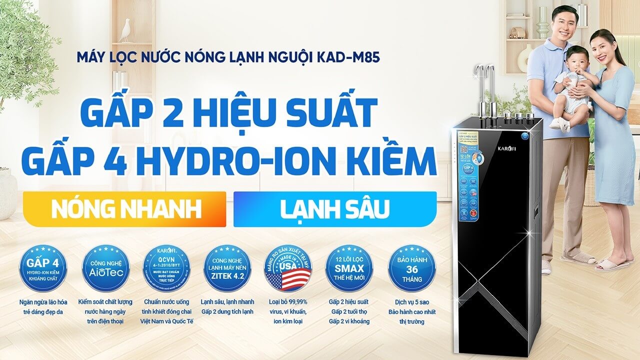 Giới thiệu về máy lọc nước nóng lạnh Karofi KAD-M85 12 lõi