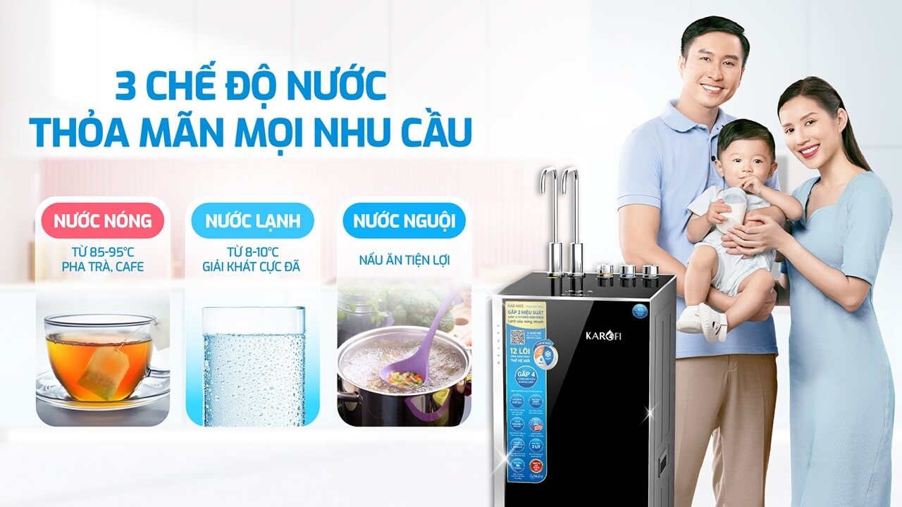 Ba chế độ nước Nóng - Lạnh - Tinh khiết tiện lợi